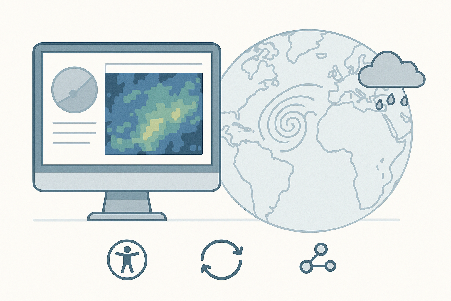 Modelo de pronóstico global mostrando campos atmosféricos