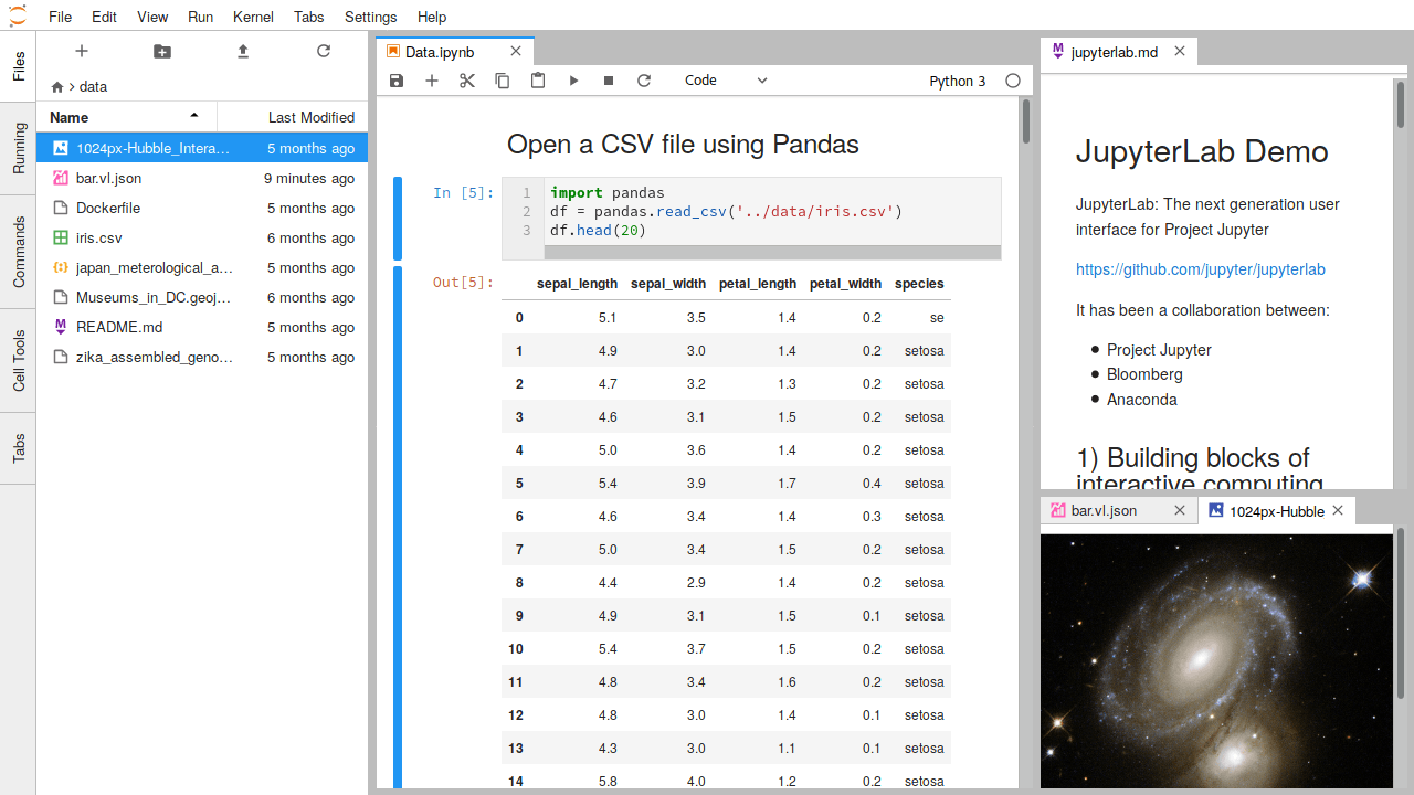 JupyterLab interface