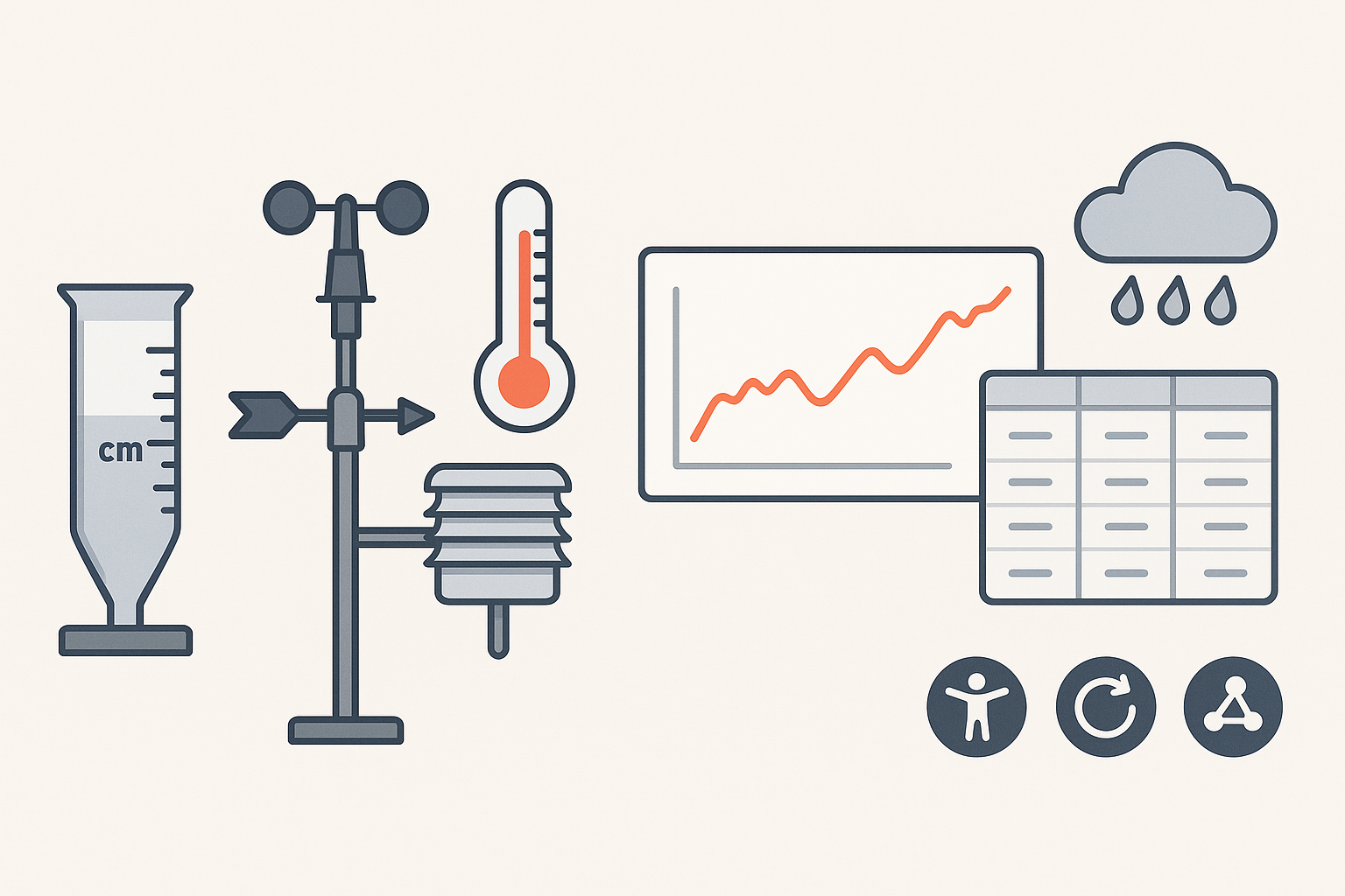 Estación meteorológica de superficie con instrumentos de medición