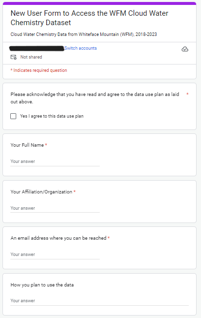 WFM Data Form