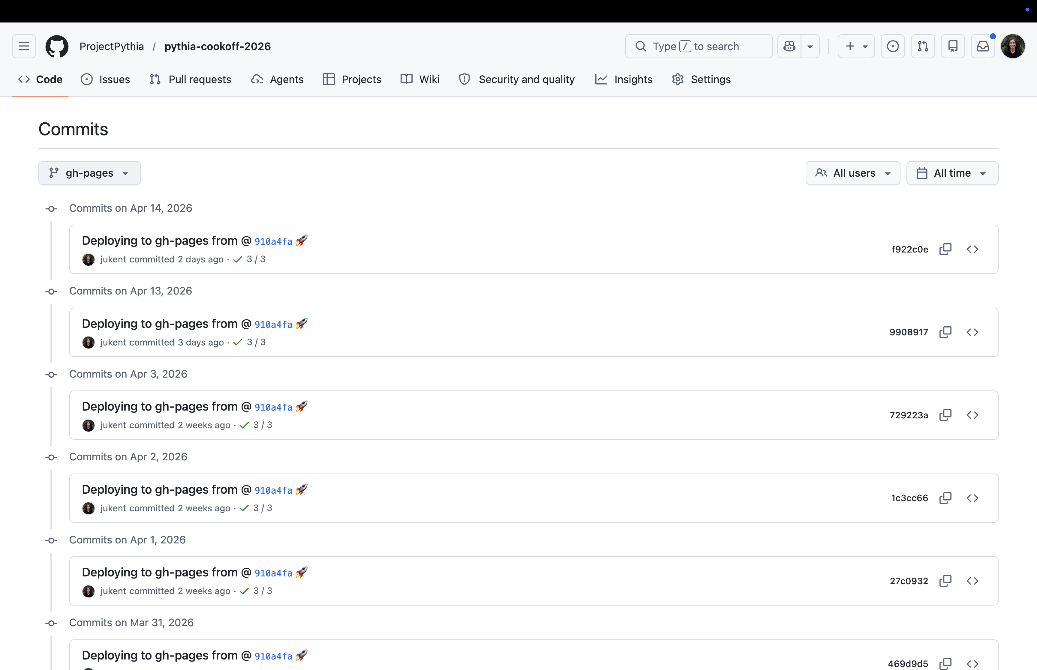 GH-pages Commits