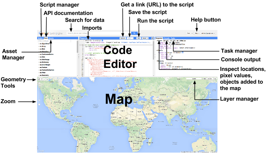 Google Earth Engine code editor.