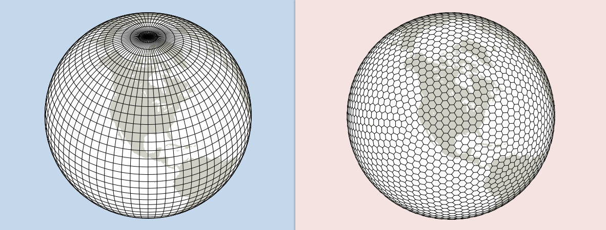 Comparison of WRF and MPAS grid structures